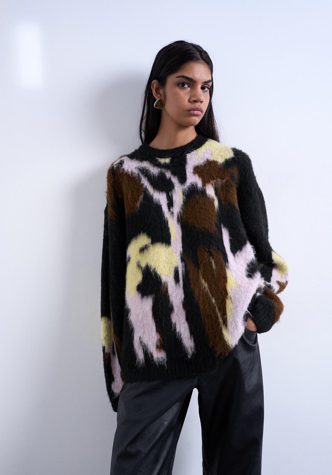Topshop Scarlet Brushed Pullover - Brown 1 Shaws Department Stores