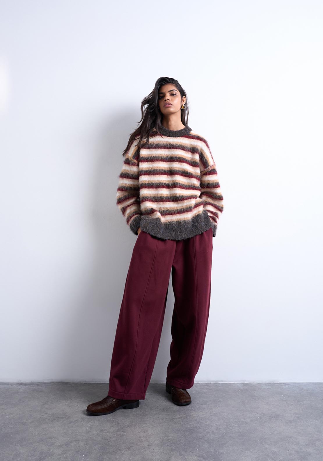 Topshop Anna Long Sleeve Pullover - Burgundy 4 Shaws Department Stores
