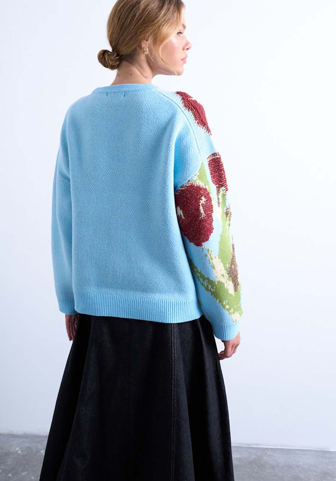 Topshop Karina Long Sleeve Textured Pullover - Blue Iolite 2 Shaws Department Stores