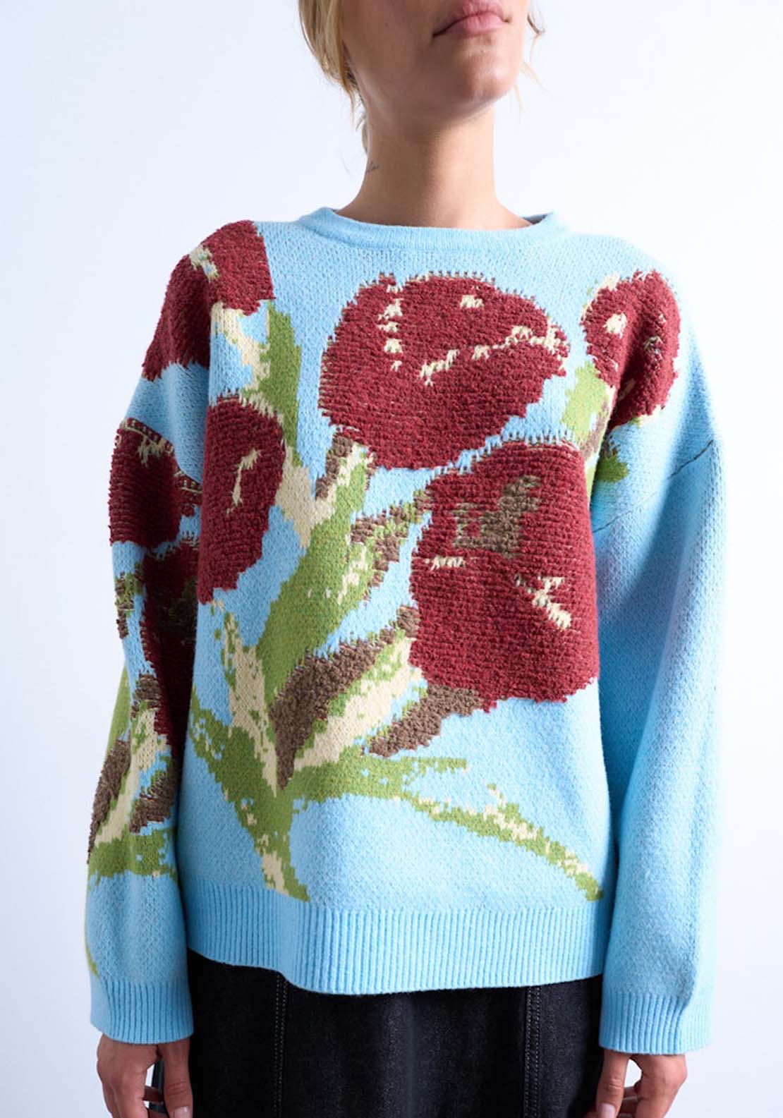 Topshop Karina Long Sleeve Textured Pullover - Blue Iolite 1 Shaws Department Stores