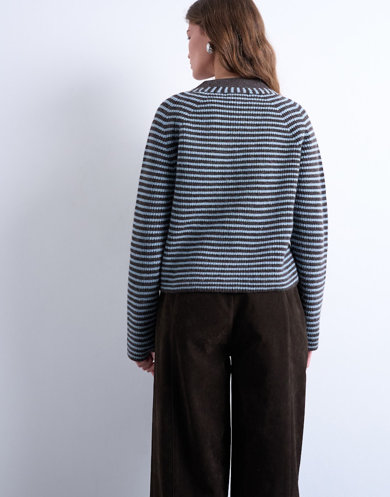 Topshop Talia Long Sleeve V Neck Cardigan - Blue Iolite 2 Shaws Department Stores