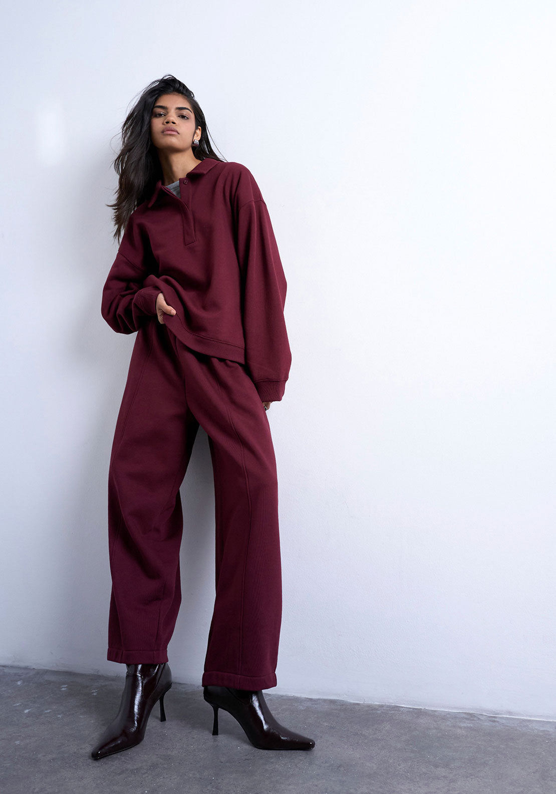 Topshop Rikke Balloon Joggers - Burgundy 1 Shaws Department Stores