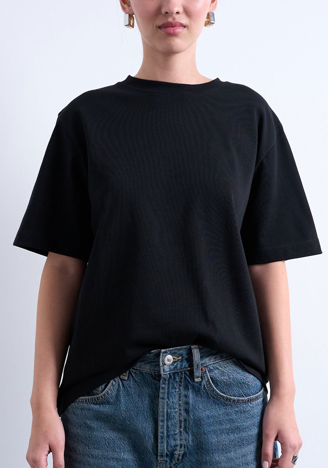 Topshop Premium Short Sleeve Basic Top - Black 1 Shaws Department Stores