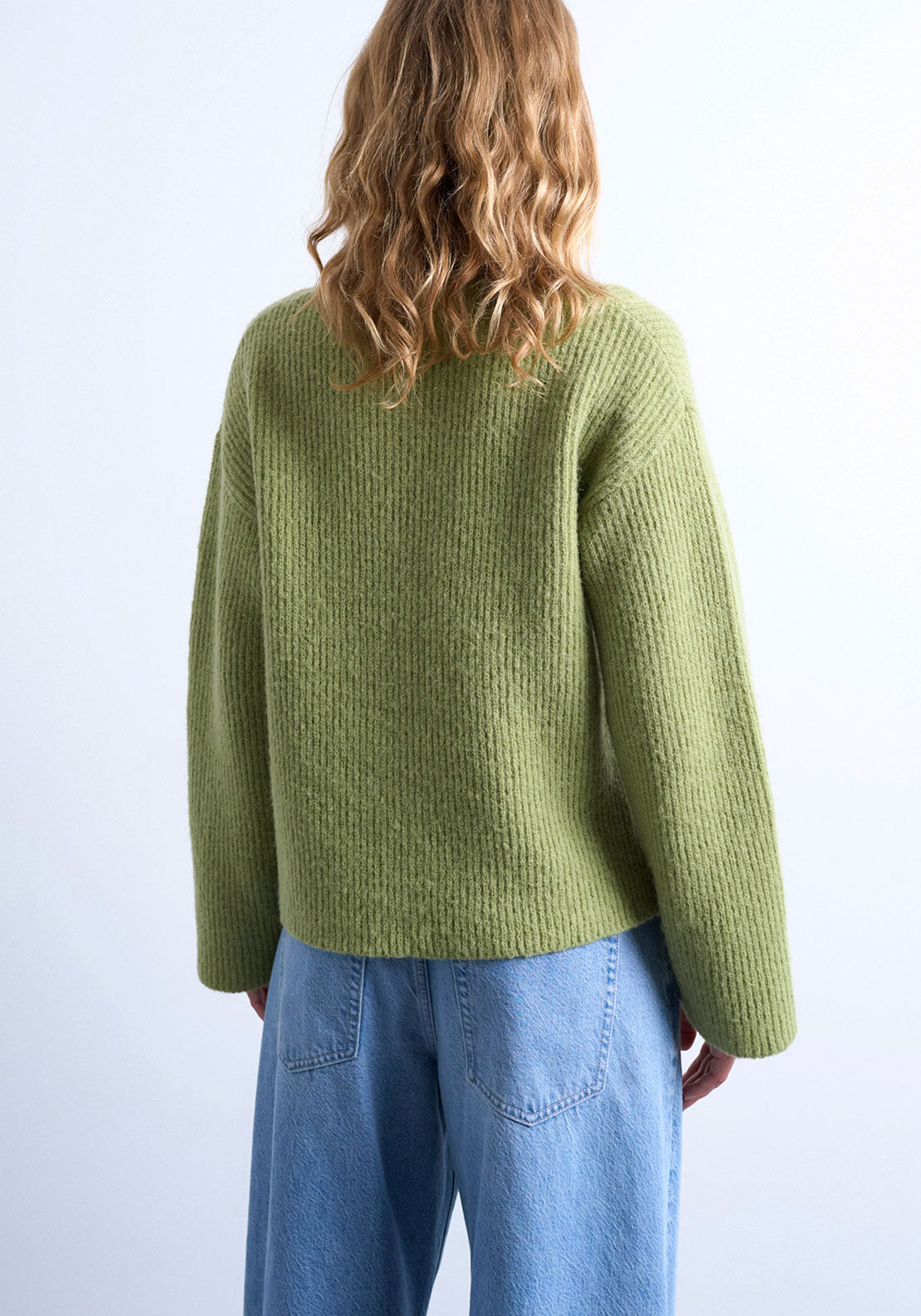 Topshop Nyla Rib Cardigan - Bright Green 2 Shaws Department Stores