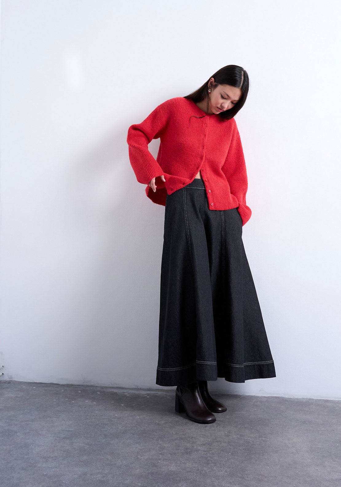 Topshop Nyla Rib Cardigan - Rio Red 4 Shaws Department Stores