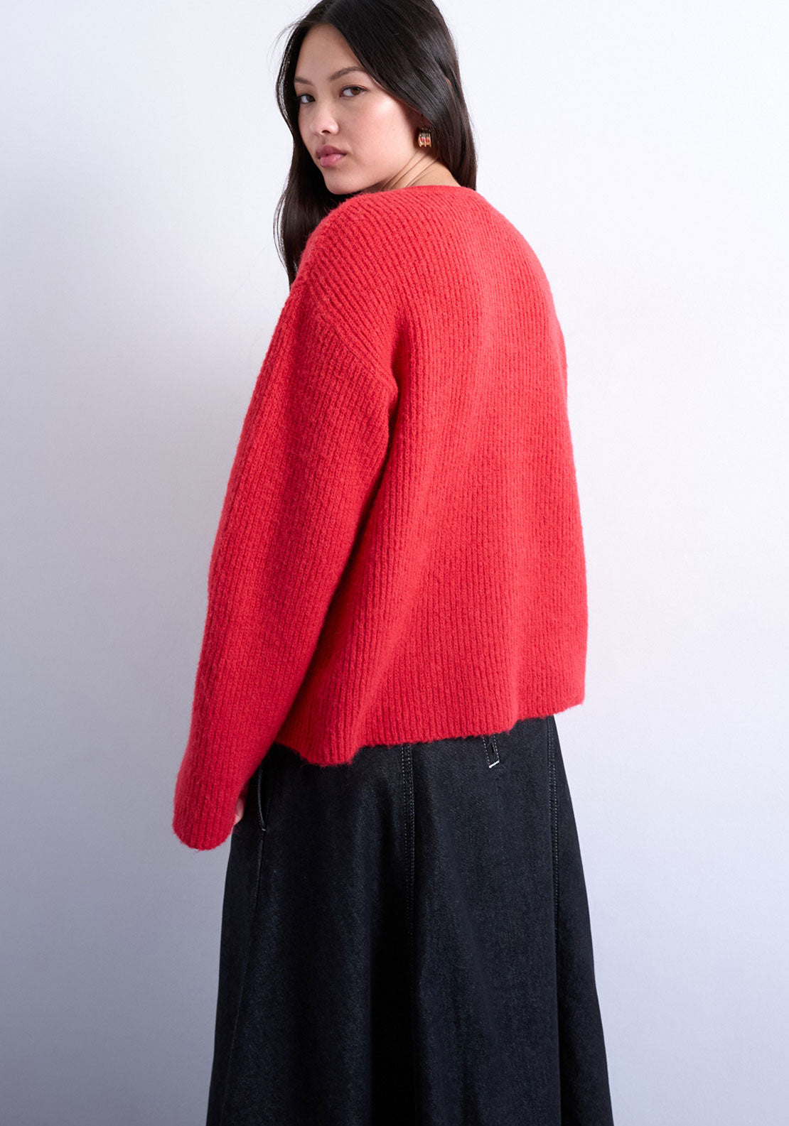 Topshop Nyla Rib Cardigan - Rio Red 2 Shaws Department Stores