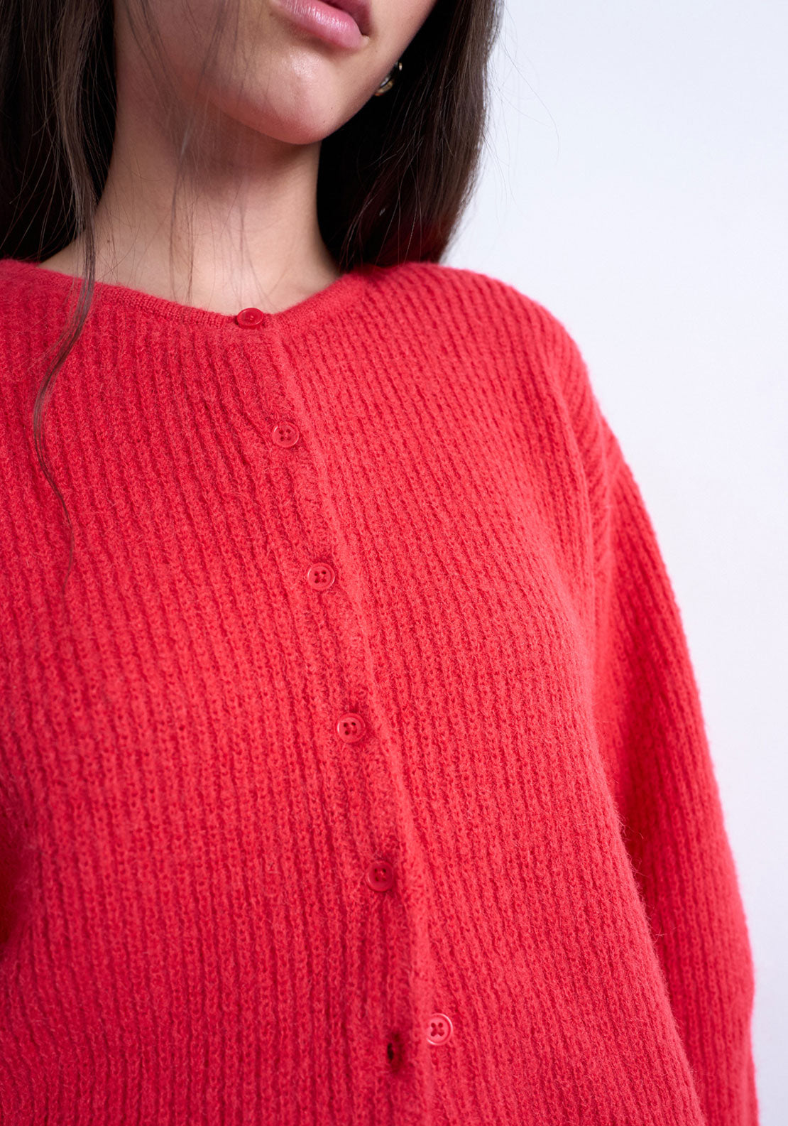 Topshop Nyla Rib Cardigan - Rio Red 3 Shaws Department Stores