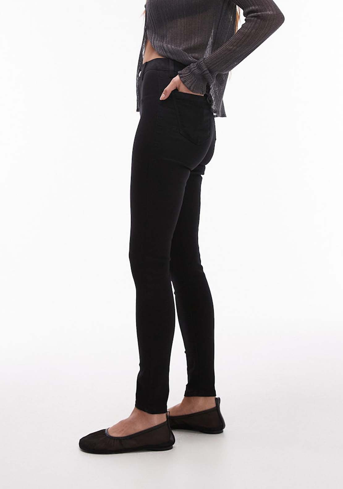 Topshop Joni High Rise Skinny Jean - Black Denim 3 Shaws Department Stores