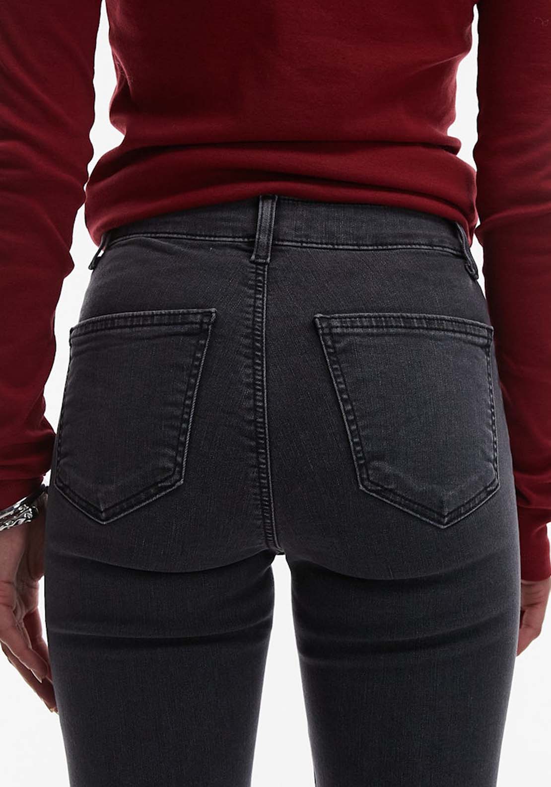 Topshop Joni High Rise Skinny Jean - Black Denim 5 Shaws Department Stores