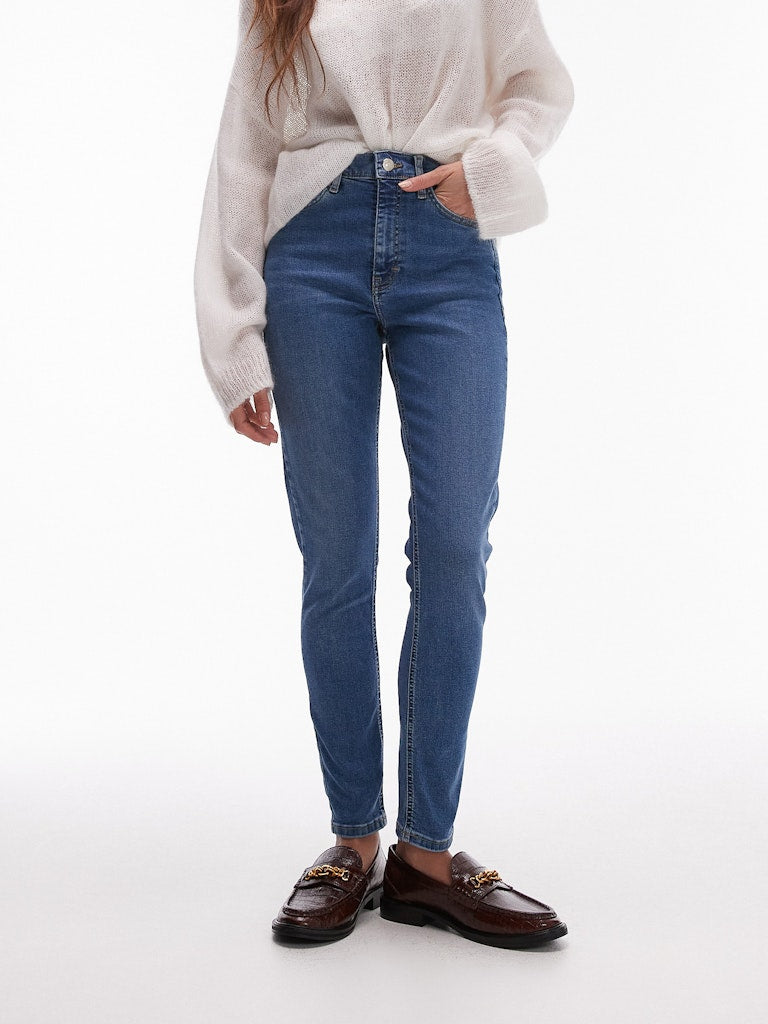 Topshop Jamie High Rise Jean - Medium Blue Denim 1 Shaws Department Stores