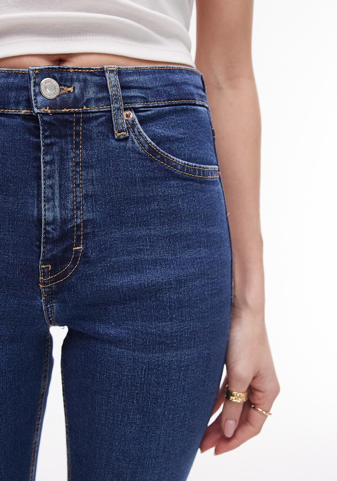 Topshop Jamie High Waist Slim Jeans - Medium Blue Denim 4 Shaws Department Stores