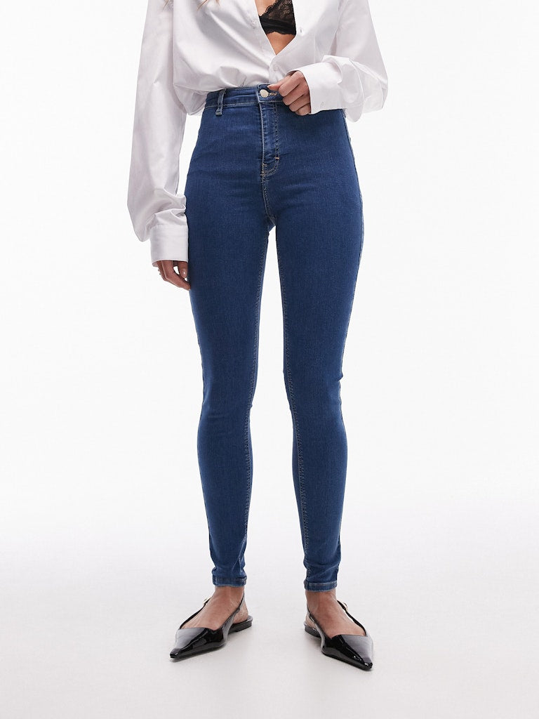 Topshop Joni High Rise Skinny Jean - Medium Blue Denim 1 Shaws Department Stores
