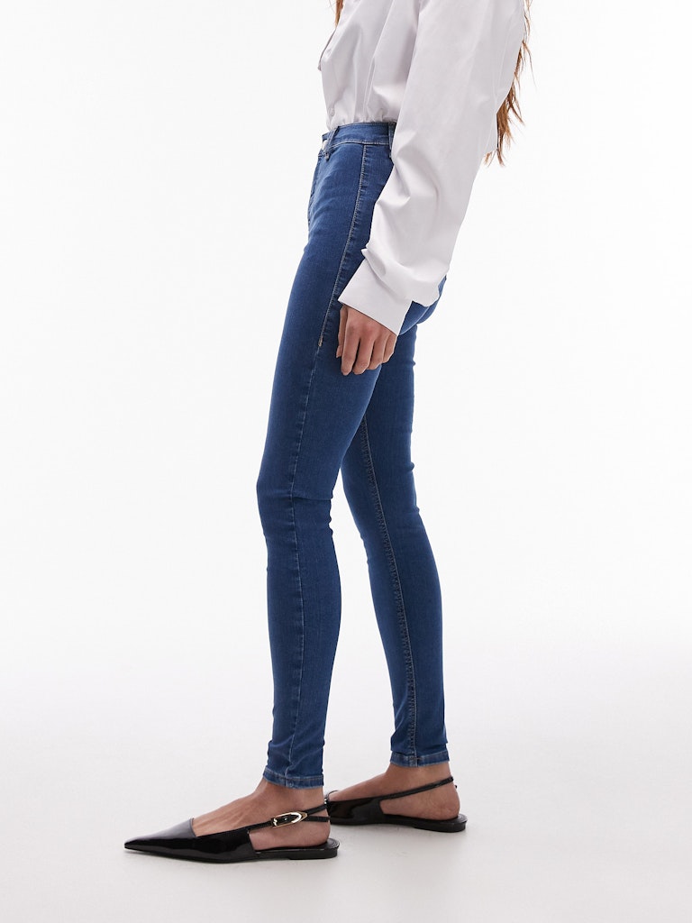 Topshop Joni High Rise Skinny Jean - Medium Blue Denim 3 Shaws Department Stores