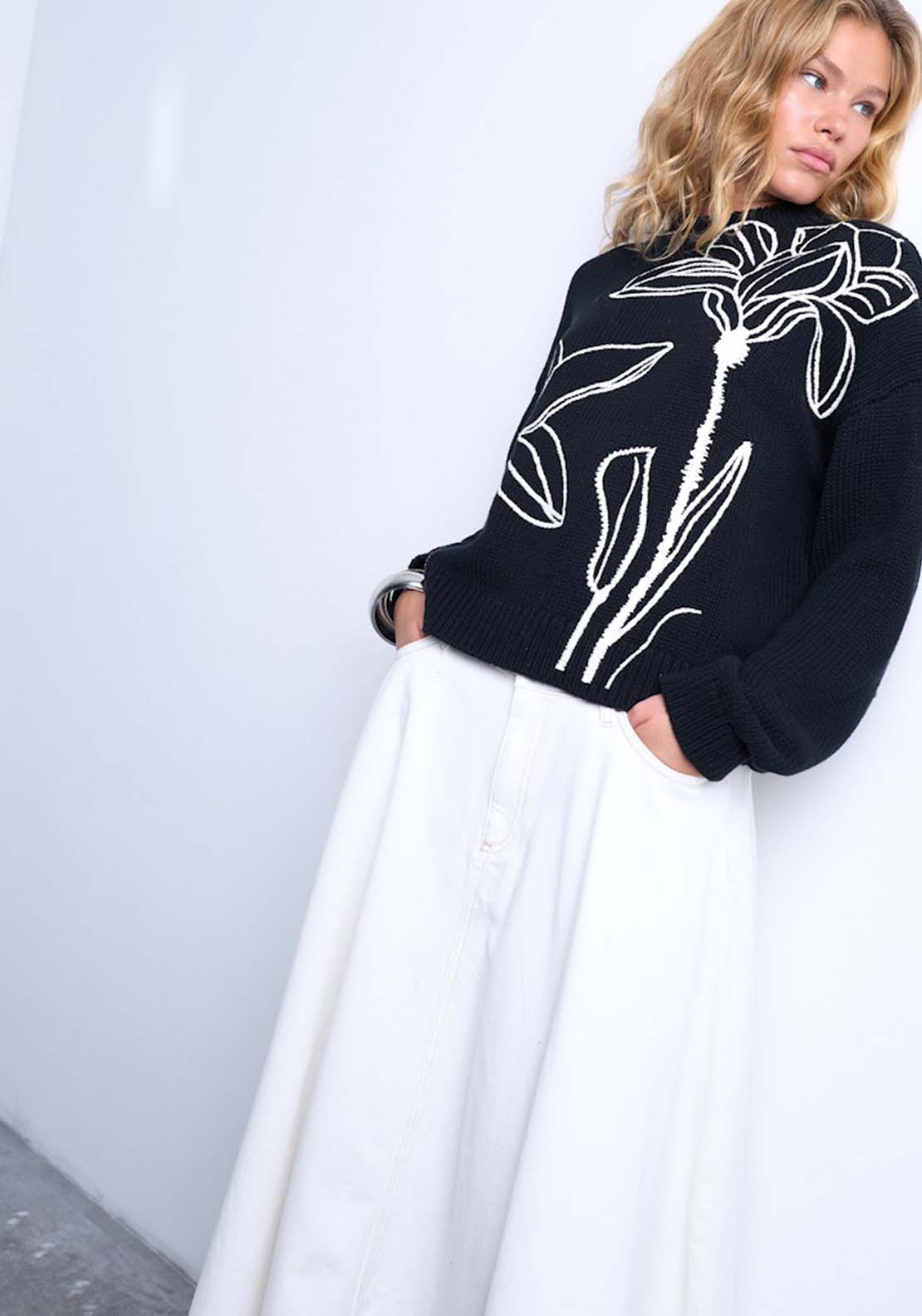 Topshop Kami Long Sleeve Pullover - Black 4 Shaws Department Stores