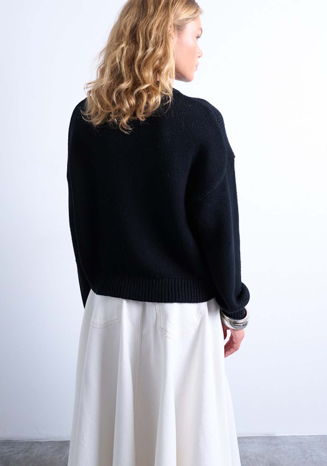 Topshop Kami Long Sleeve Pullover - Black 2 Shaws Department Stores