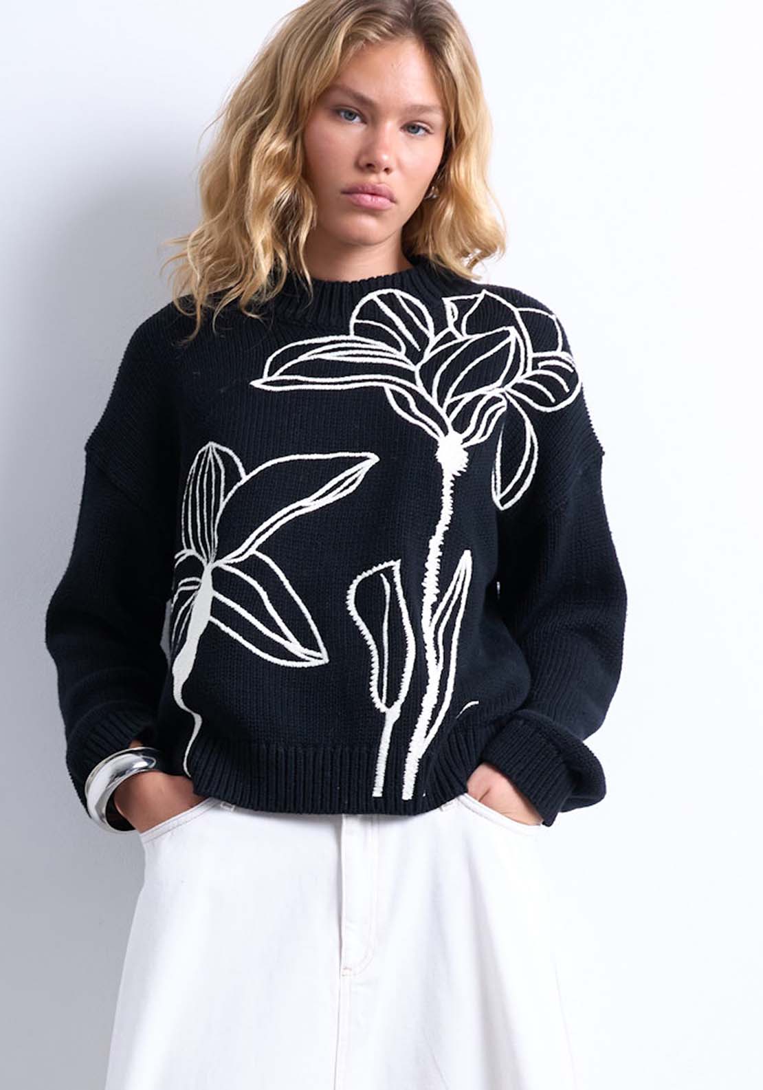 Topshop Kami Long Sleeve Pullover - Black 1 Shaws Department Stores