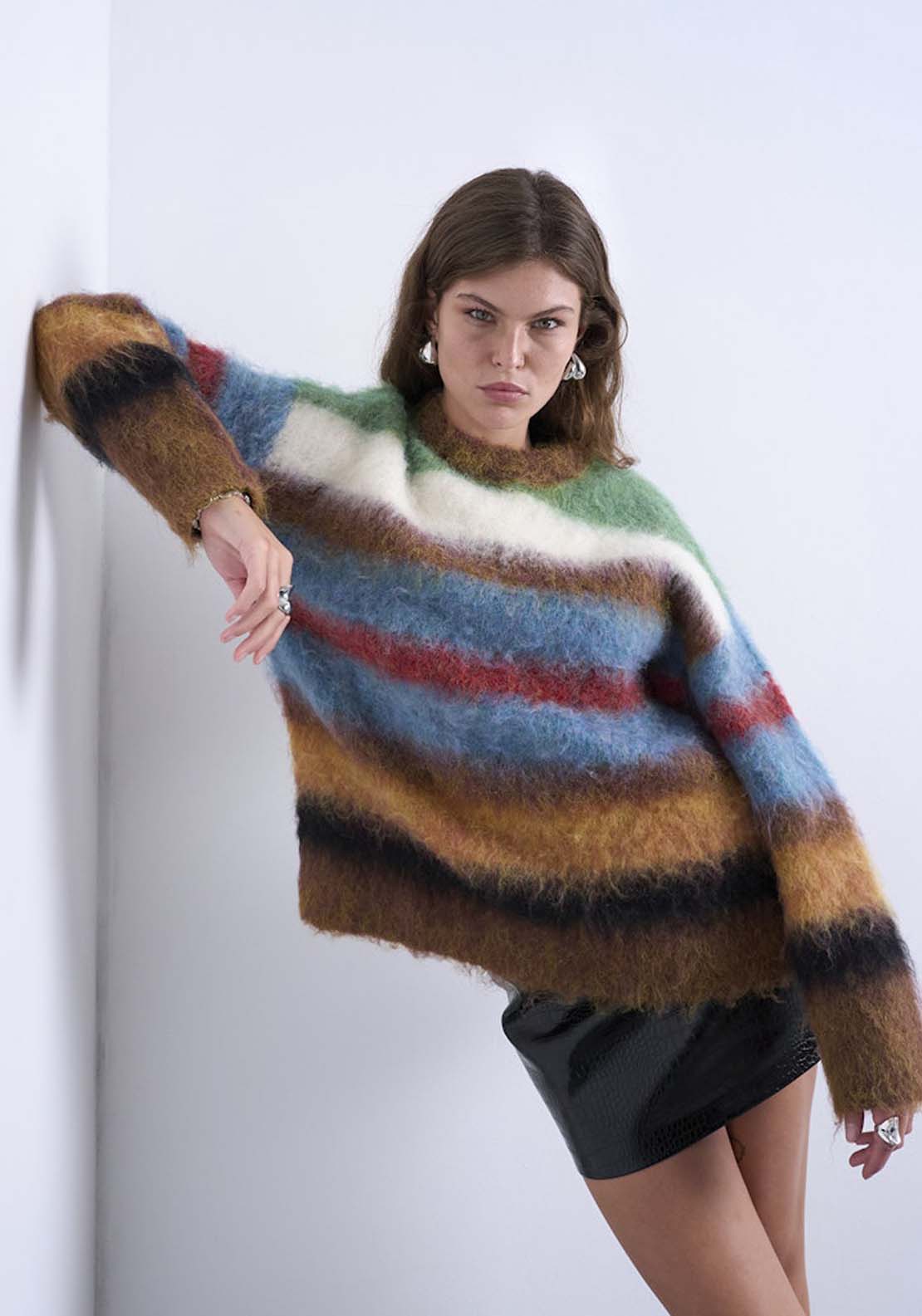 Topshop Kelly Long Sleeve Fluffy Pullover - Chocolate Brown 1 Shaws Department Stores