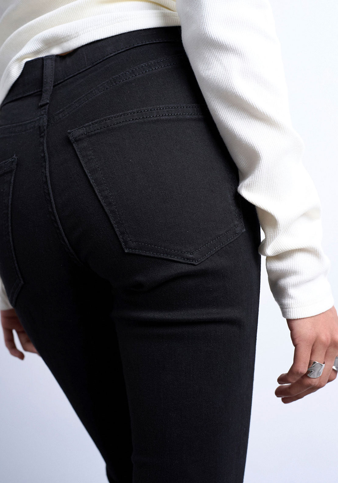 Topshop Jamie High Waist Flare Jeans - Black Denim 4 Shaws Department Stores