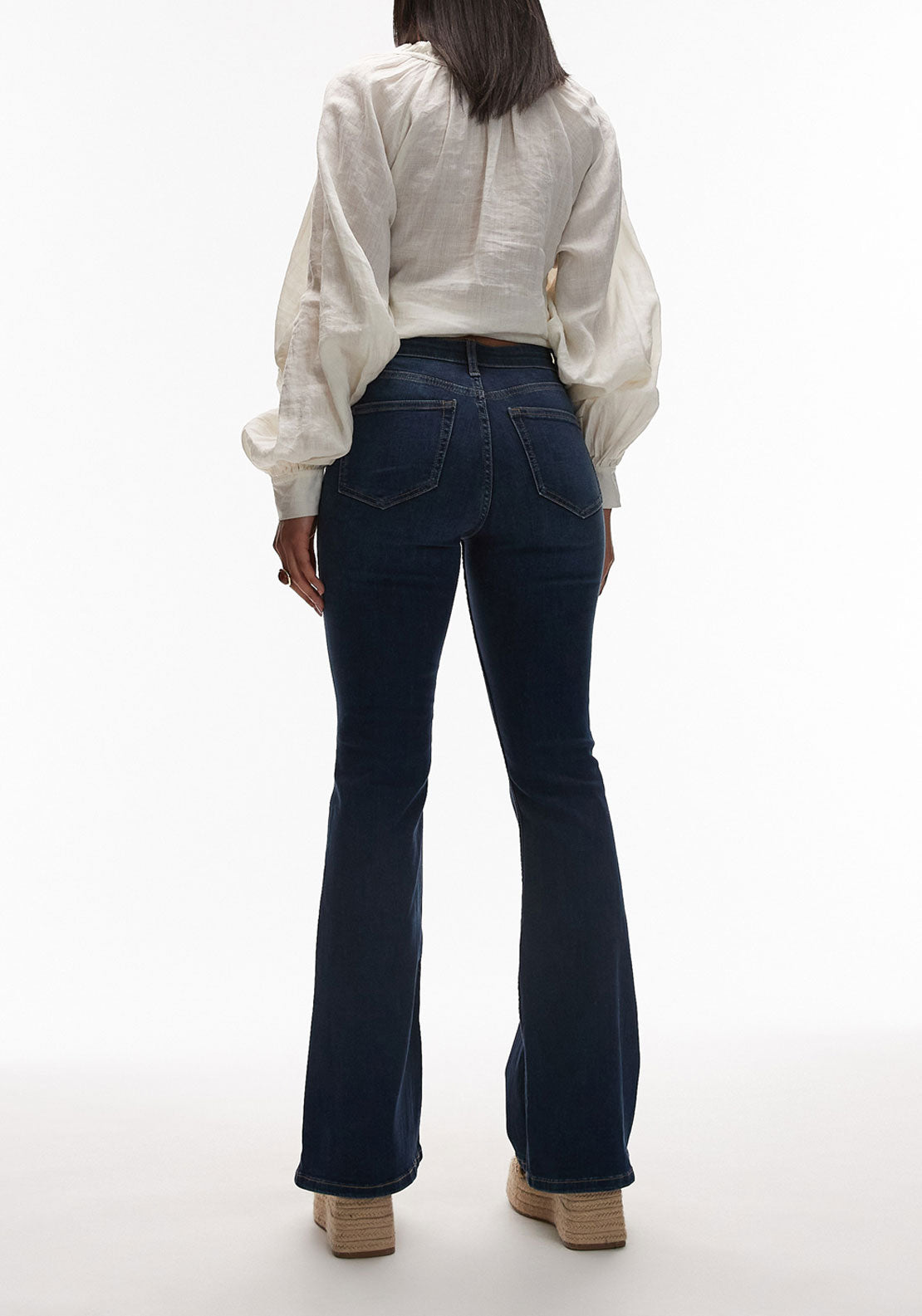 Topshop Jamie High Waist Flare Jeans - Medium Blue Denim 2 Shaws Department Stores