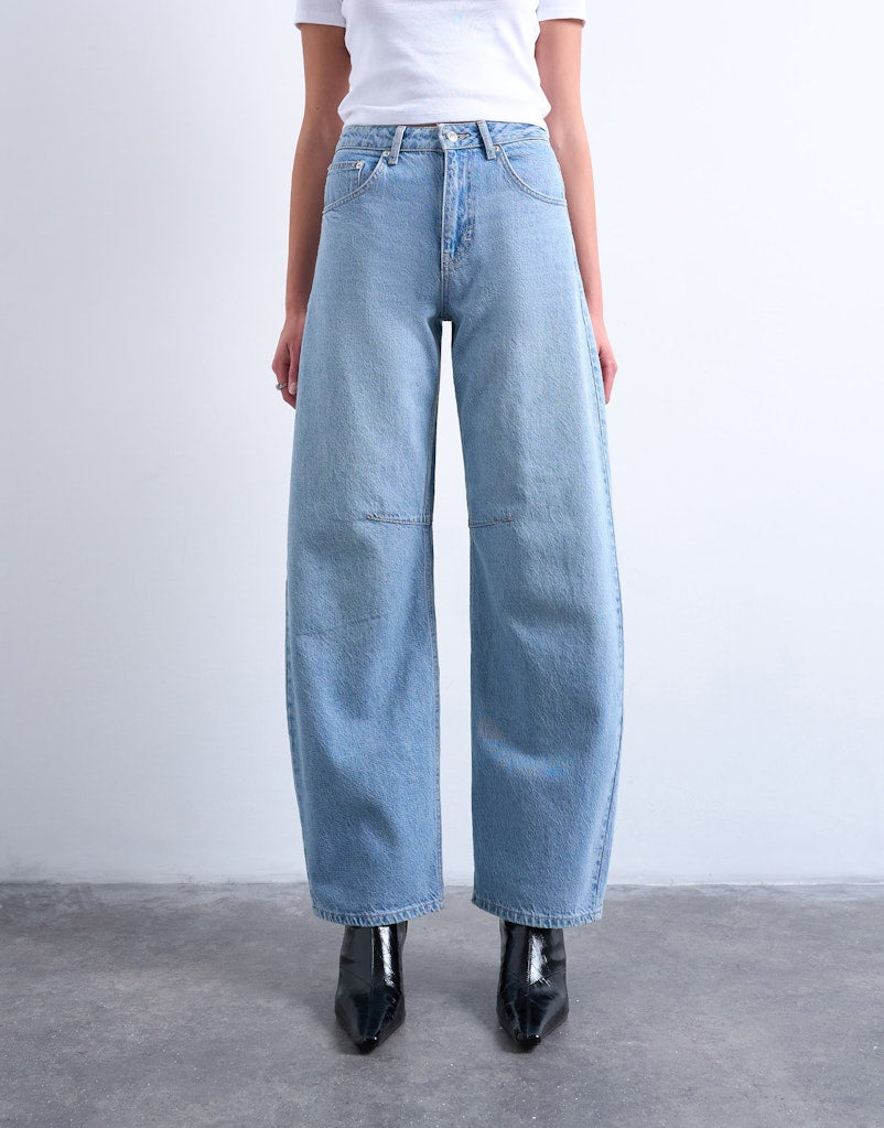 Topshop Bente Mid Rise Jean - Light Blue Denim 1 Shaws Department Stores