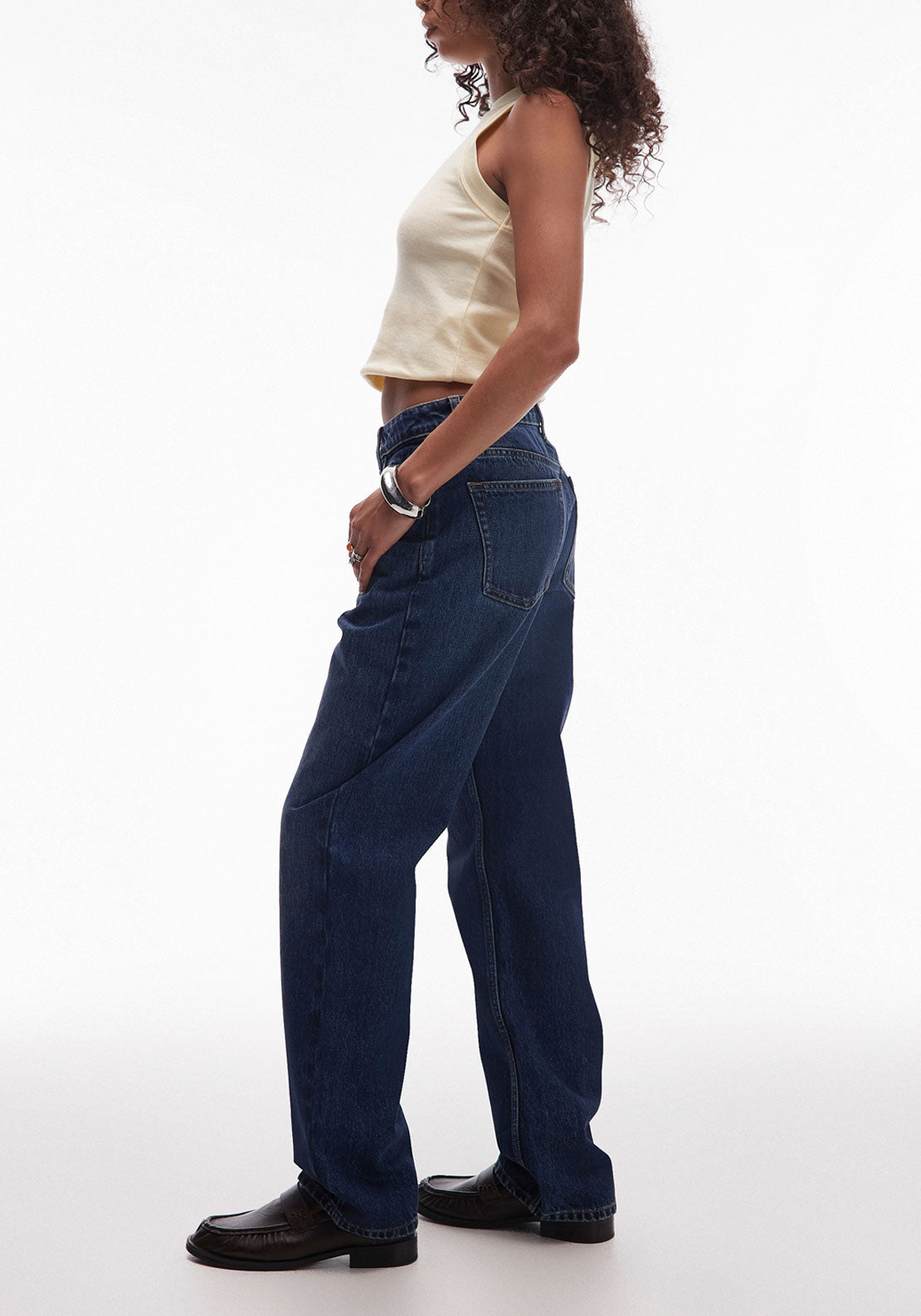 Topshop Yvonne High Waist Straight Jeans - Medium Blue Denim 3 Shaws Department Stores