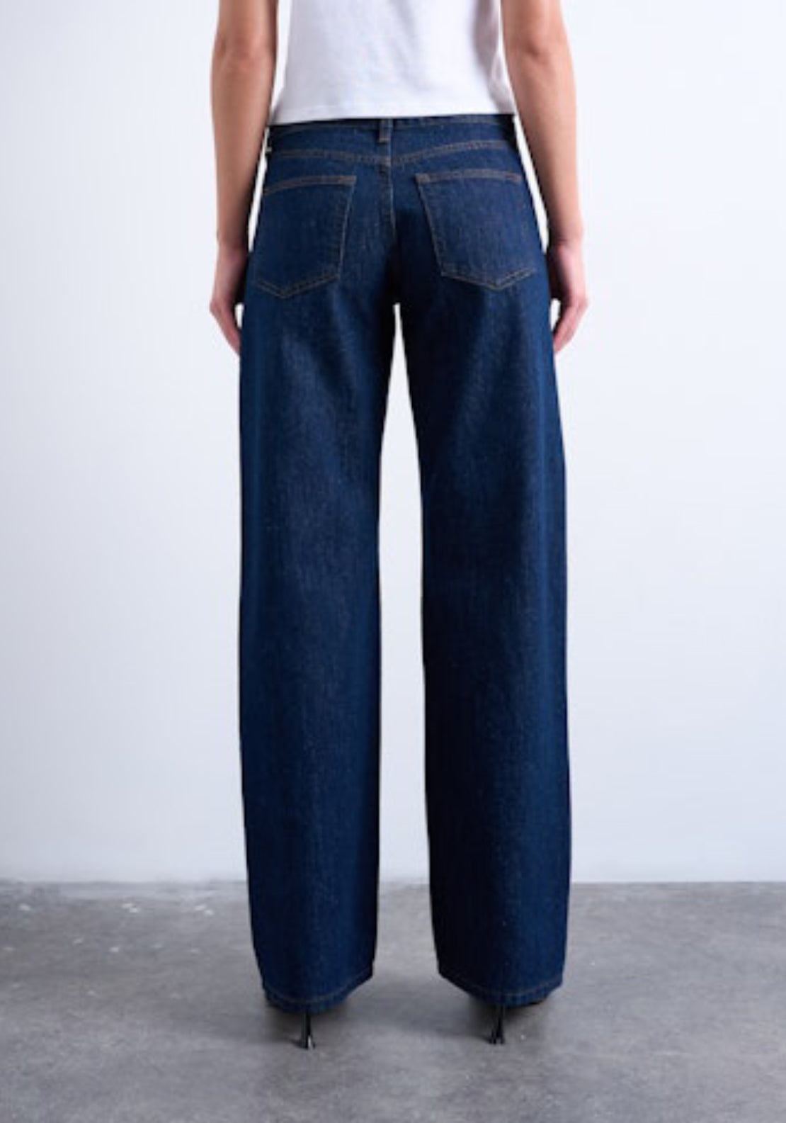 Topshop Ember Low Rise Wide Jeans - Dark Blue Denim 2 Shaws Department Stores