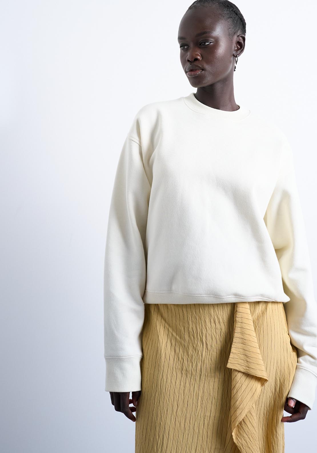 Topshop Ultimate Sweatshirt - Ivory Cream 1 Shaws Department Stores