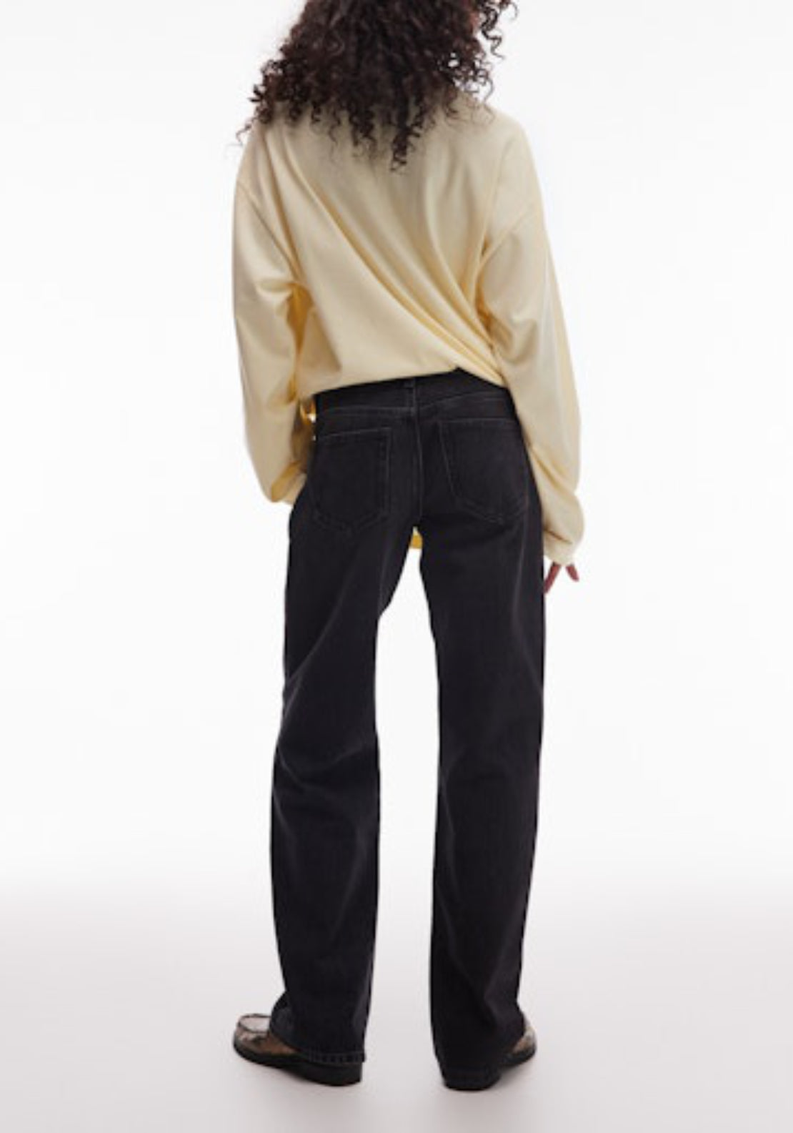 Topshop Ember Low Rise Wide Jeans - Black Denim 2 Shaws Department Stores