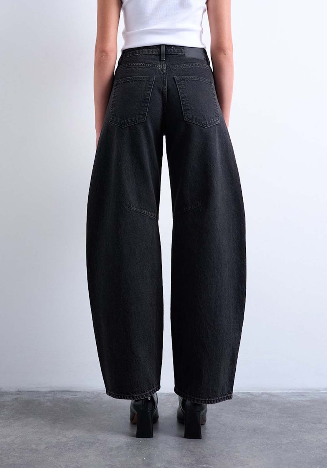 Topshop Brit Barrel Jean - Black Denim 2 Shaws Department Stores