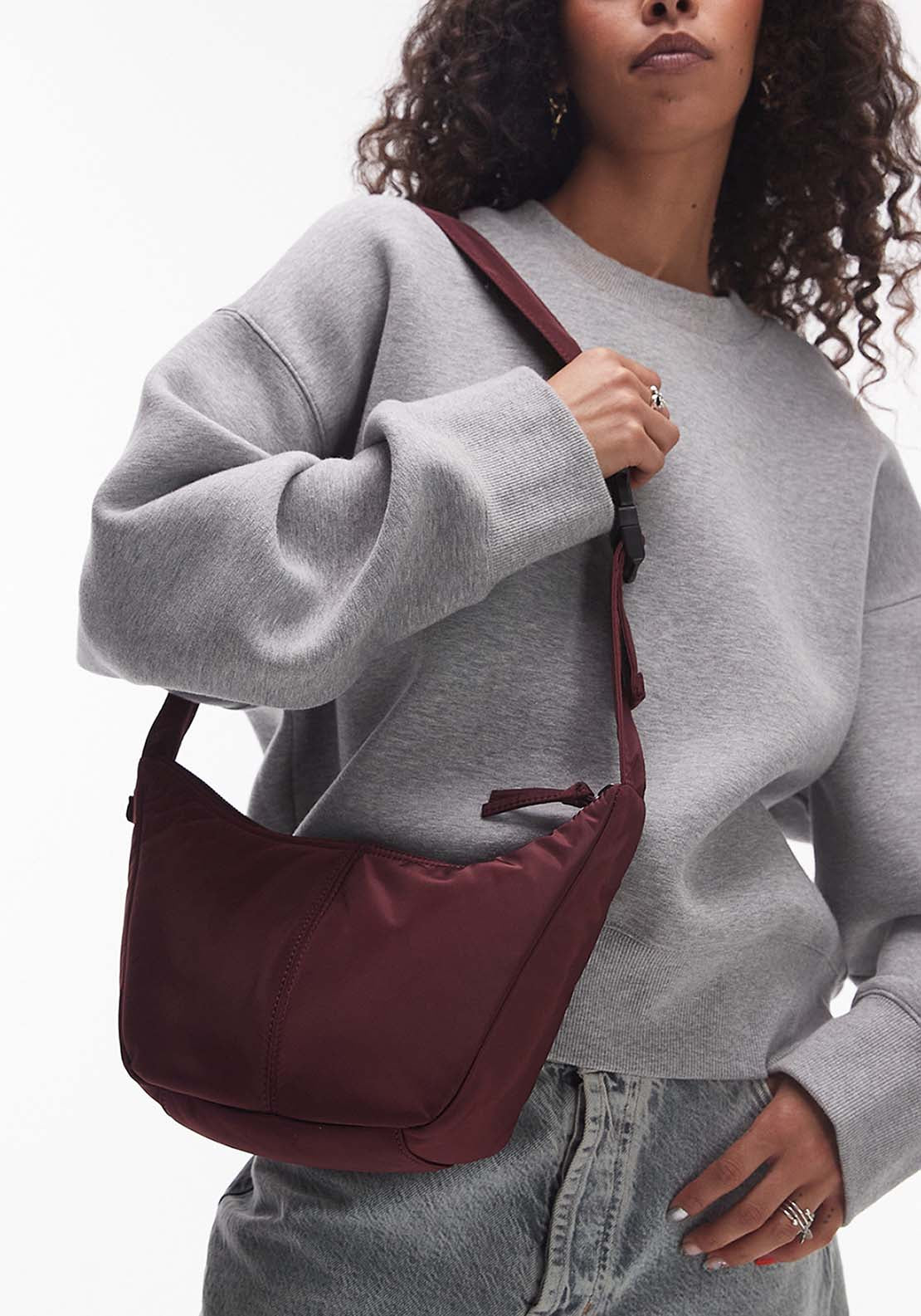 Topshop Carrie Cross Body Bag - Burgundy 1 Shaws Department Stores