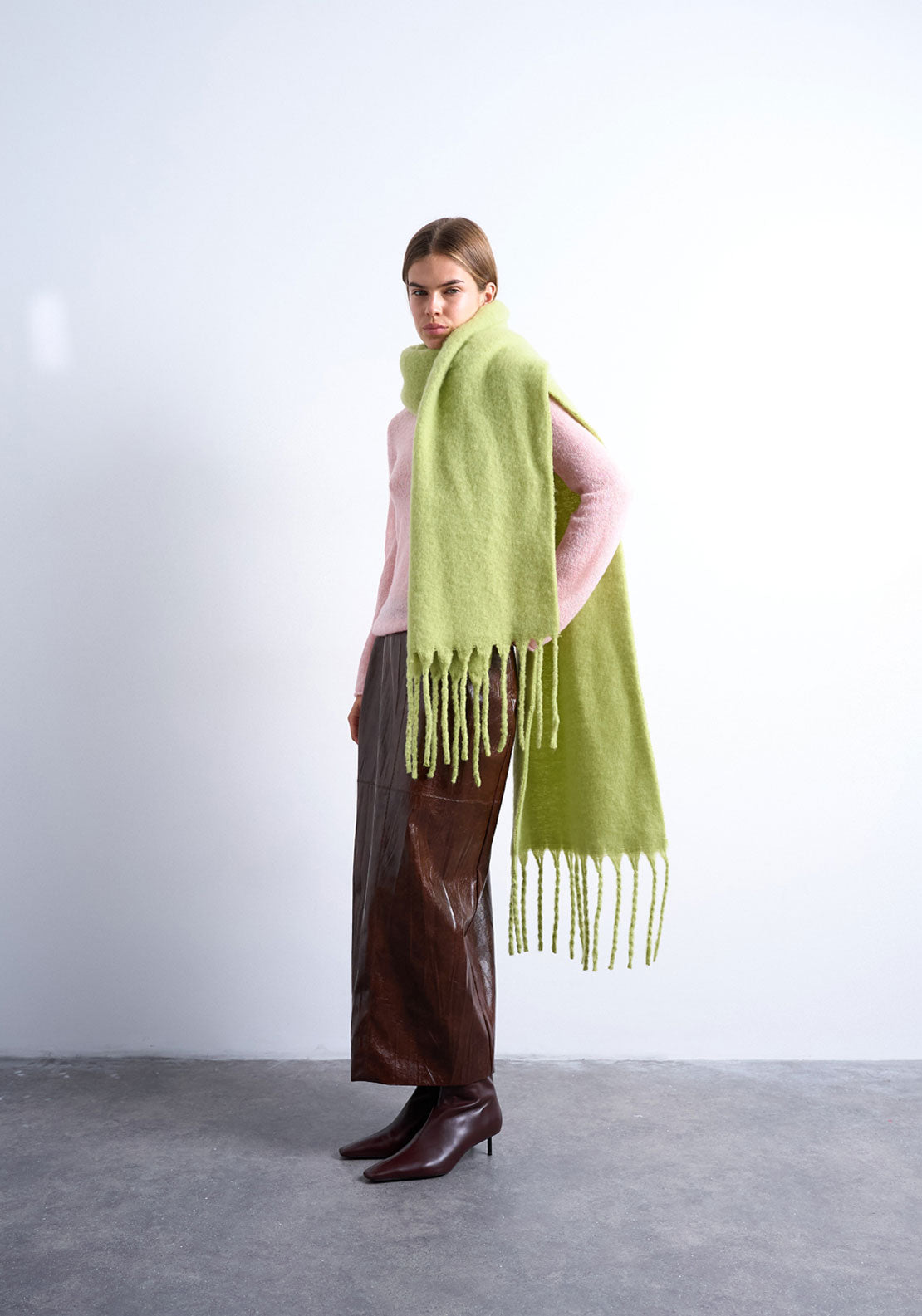 Topshop Sydney Scarf - Bright Green 3 Shaws Department Stores