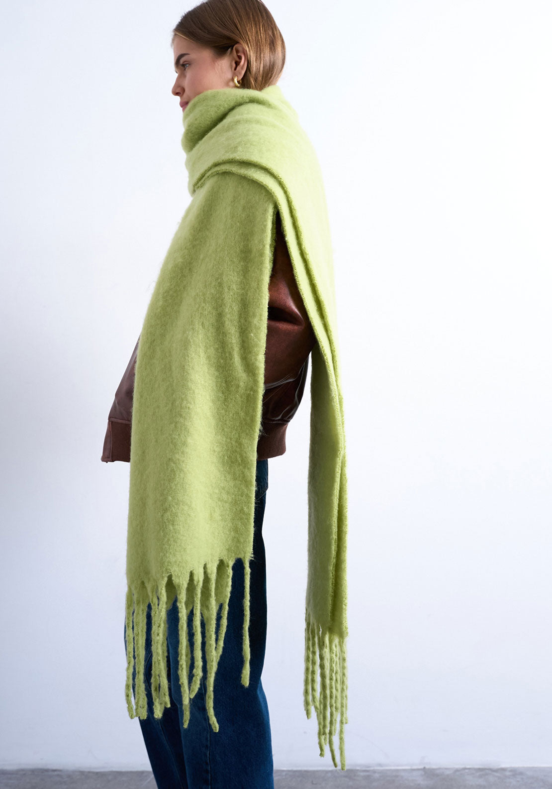 Topshop Sydney Scarf - Bright Green 2 Shaws Department Stores
