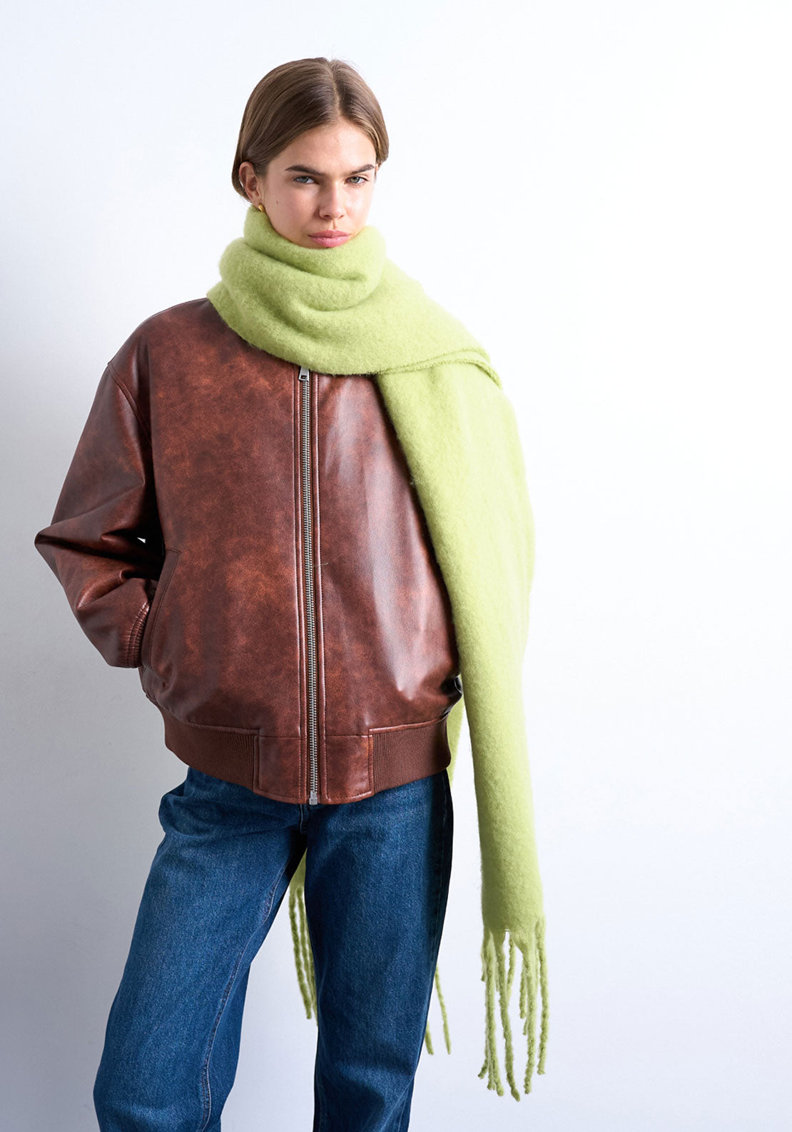 Topshop Sydney Scarf - Bright Green 4 Shaws Department Stores