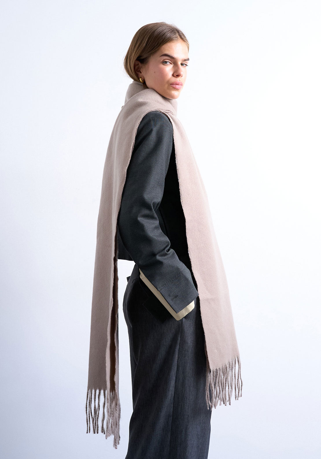 Topshop Simone Scarf - Beige 1 Shaws Department Stores