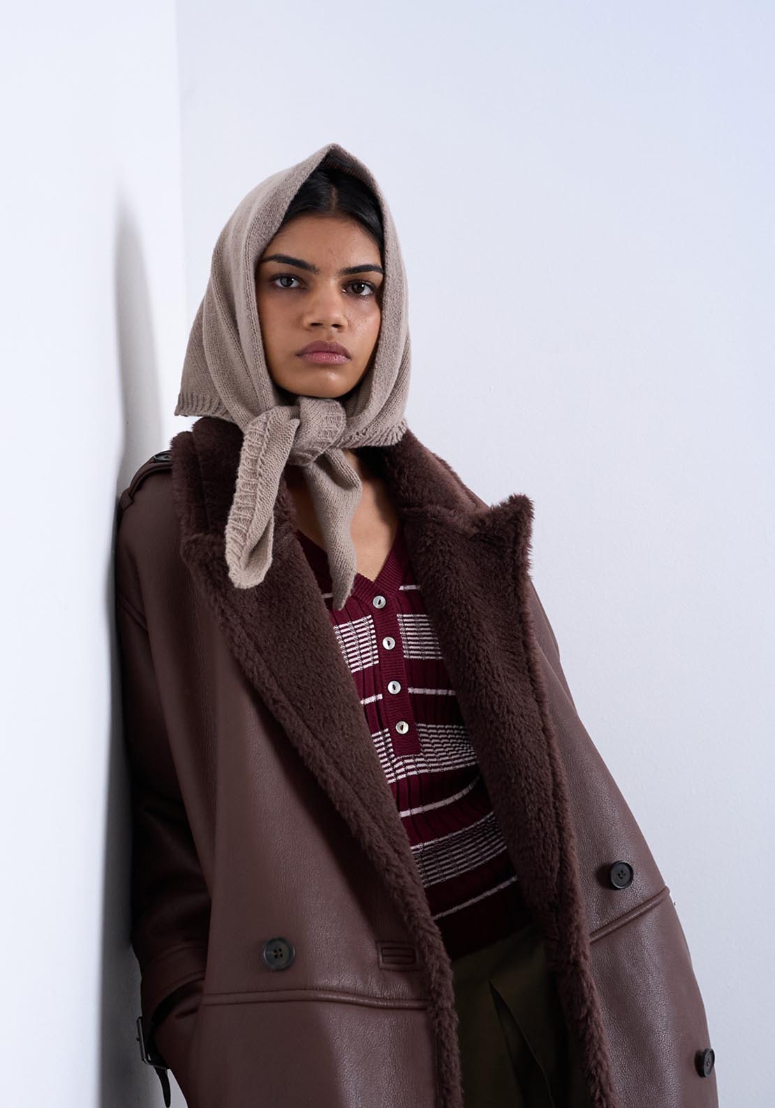 Topshop Heidi Hooded Scarf - Beige 3 Shaws Department Stores