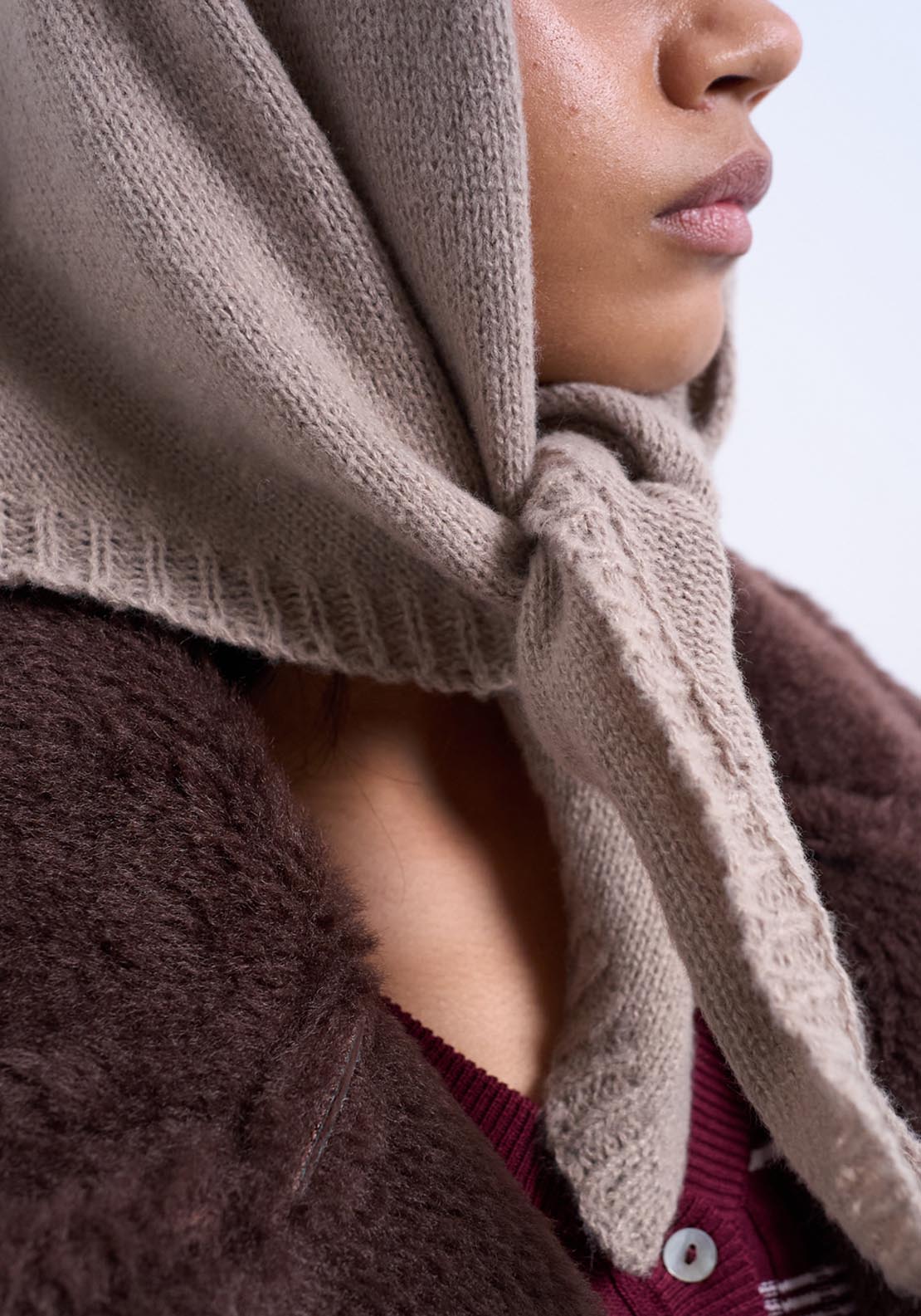 Topshop Heidi Hooded Scarf - Beige 2 Shaws Department Stores