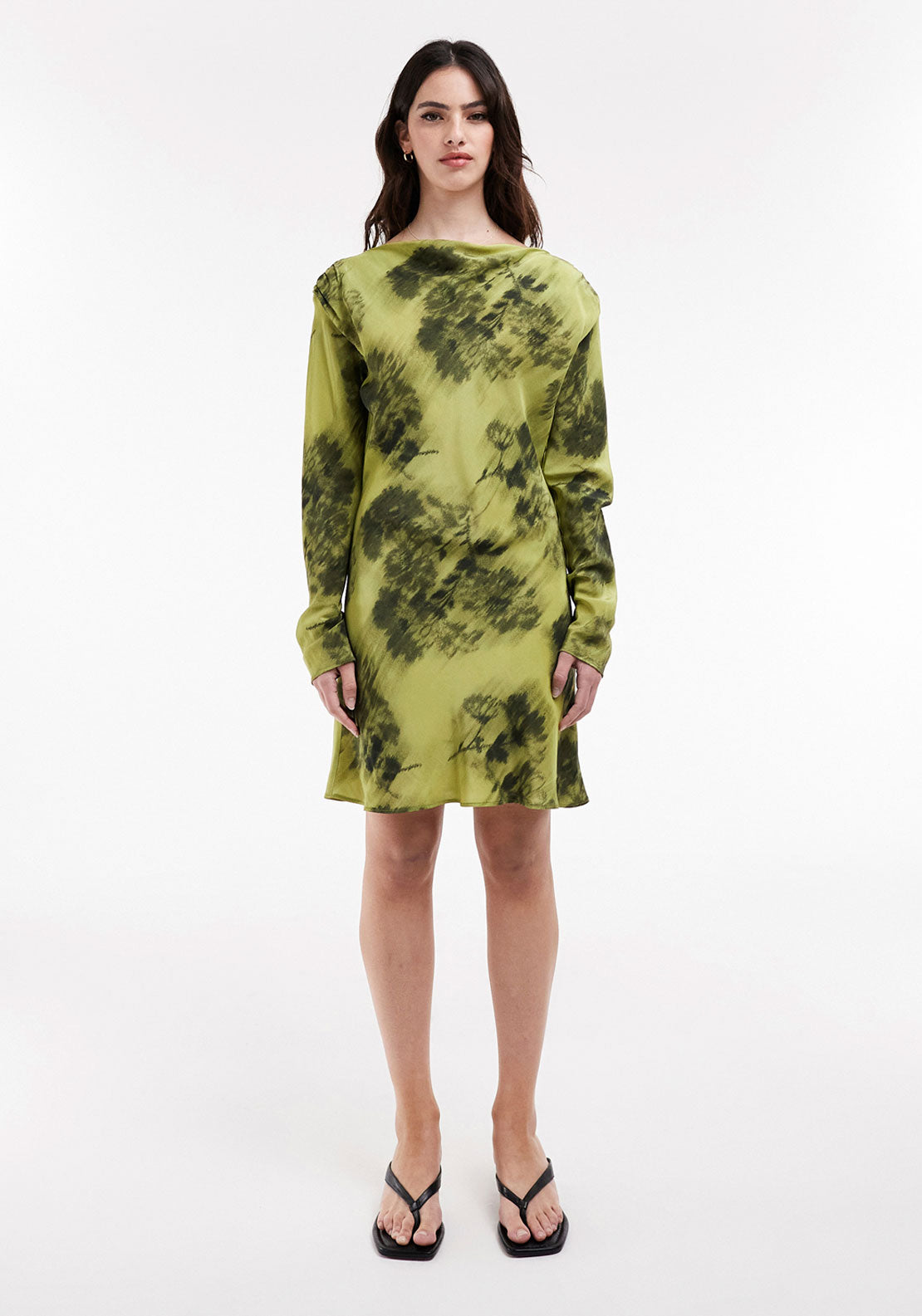 Topshop Donna Mini Dress - Bright Green 1 Shaws Department Stores