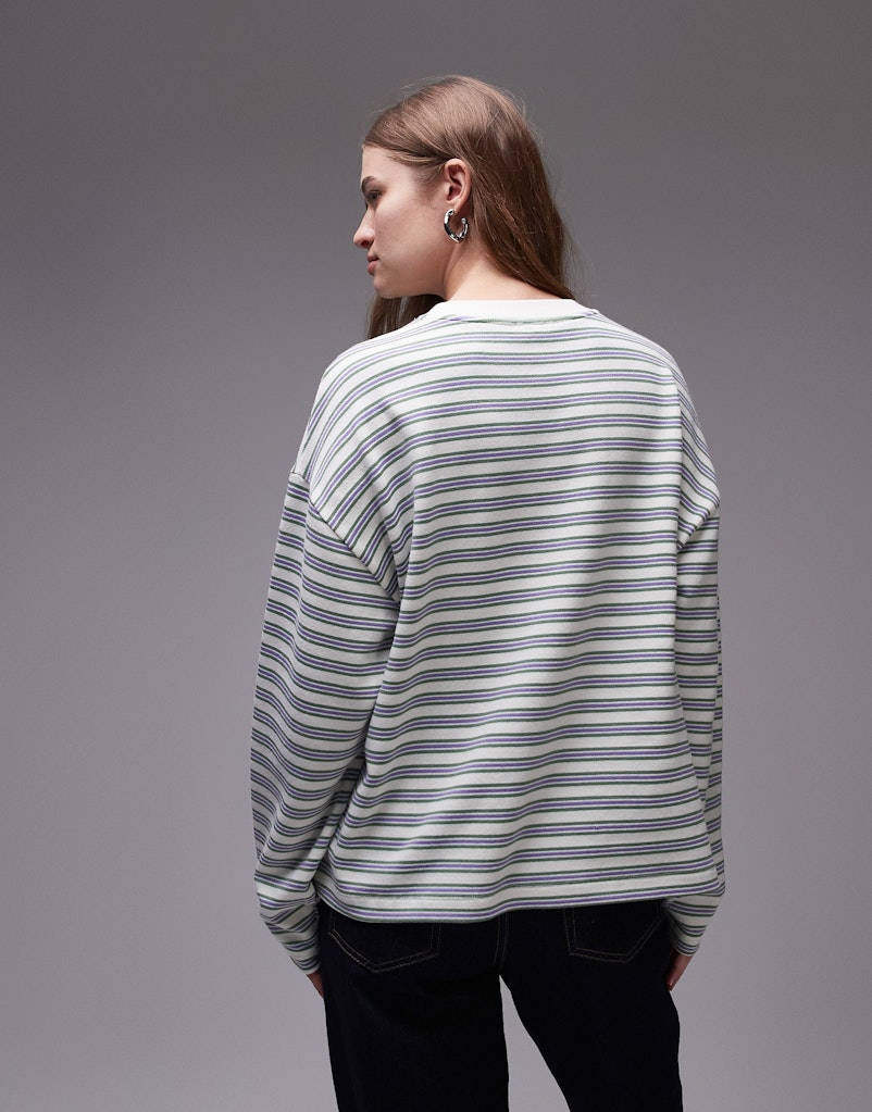 Topshop Kamille Long Sleeve Skater Tee - Snow White 2 Shaws Department Stores