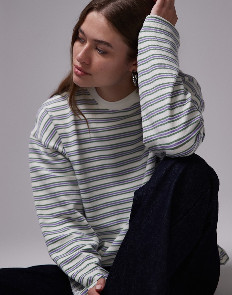 Topshop Kamille Long Sleeve Skater Tee - Snow White 3 Shaws Department Stores