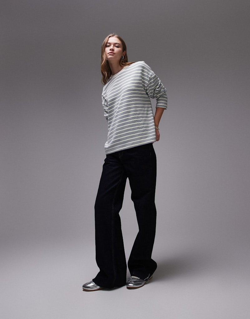 Topshop Kamille Long Sleeve Skater Tee - Snow White 4 Shaws Department Stores