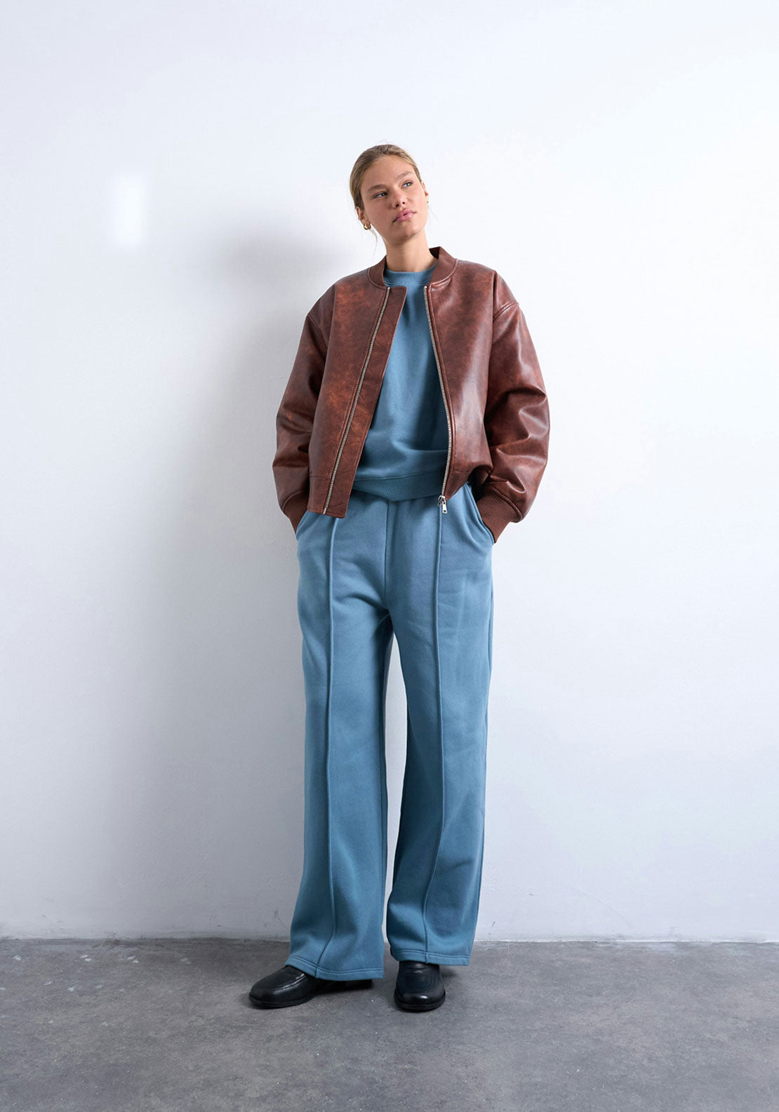 Topshop Johanna Straight Leg Jogger - Blue Iolite 5 Shaws Department Stores