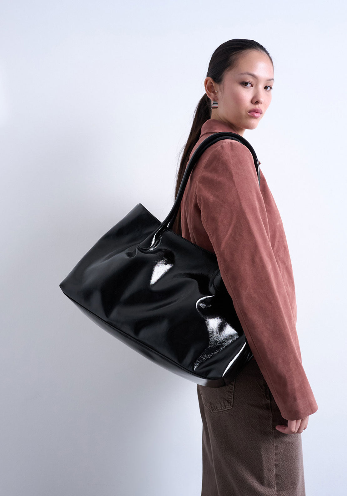 Topshop Toby Tubler Handle Tote Bag - Black 4 Shaws Department Stores