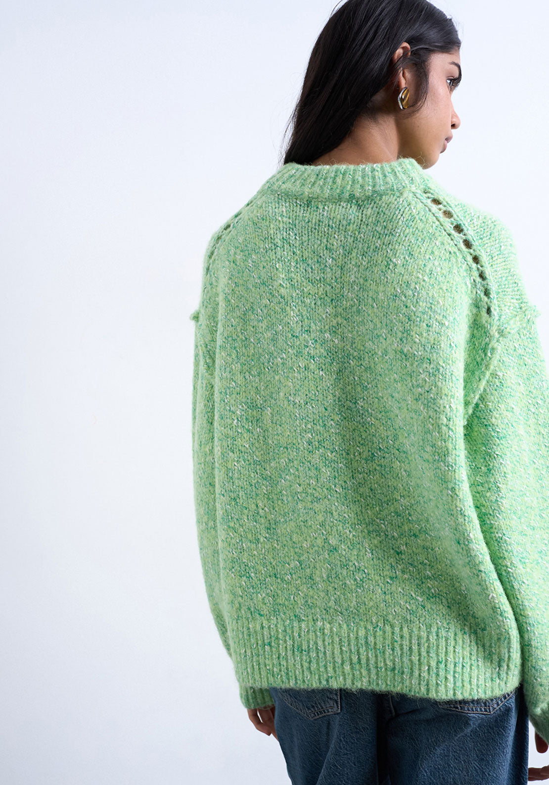 Topshop Anna Crew Neck Pullover - Bright Green 2 Shaws Department Stores