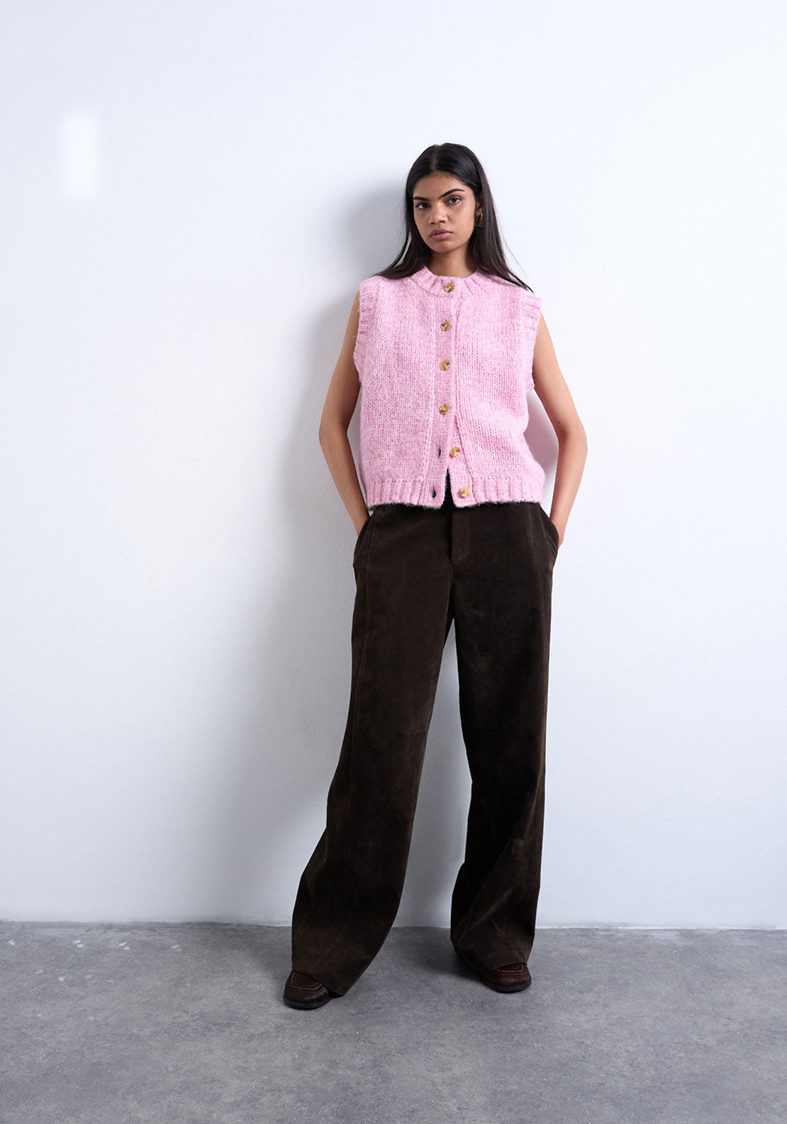 Topshop Fiona Oversize Crew Neck Vest - Pink Glo 4 Shaws Department Stores