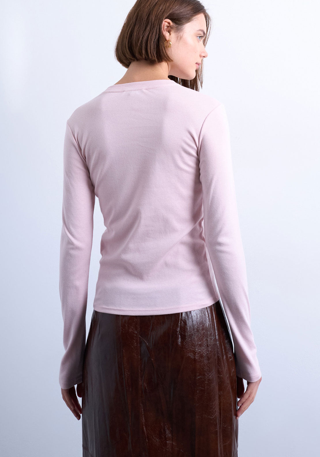 Topshop Hazel Long sleeve Everyday T-Shirt - Light Pink 2 Shaws Department Stores