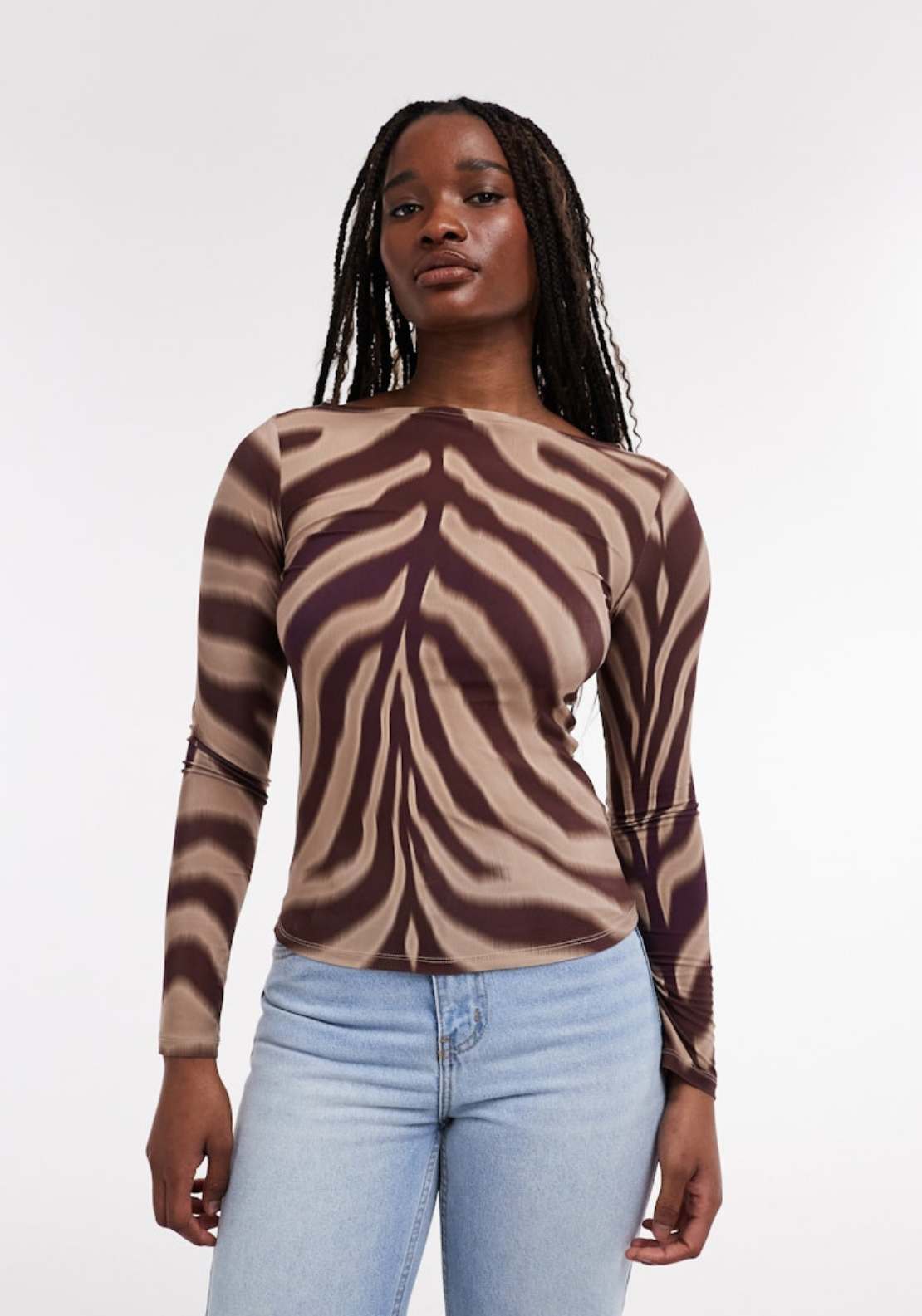Topshop Ivika Long Sleeve Top - Burgundy 1 Shaws Department Stores