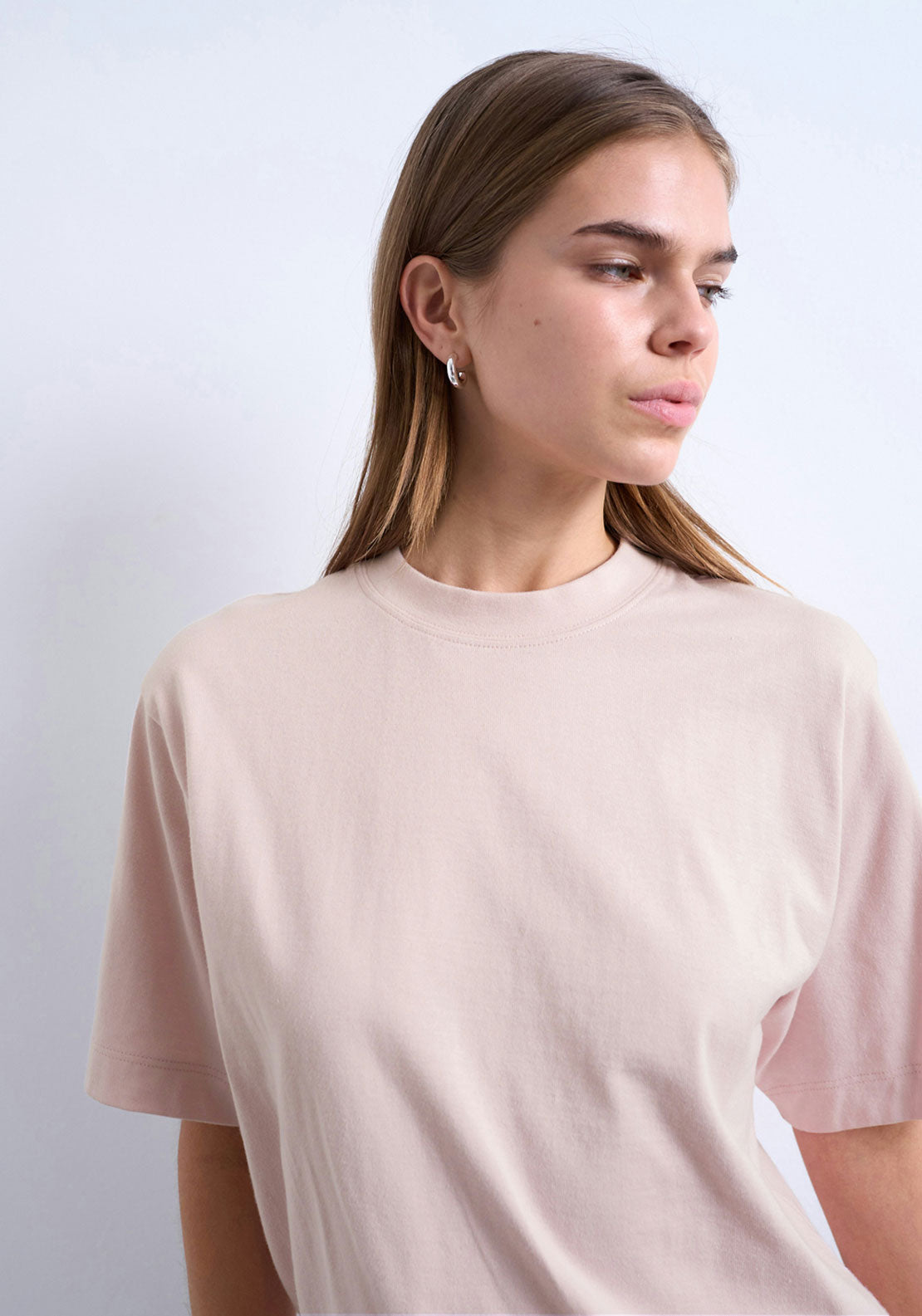 Topshop Julina Short Sleeve Basic T-Shirt - Light Pink 3 Shaws Department Stores
