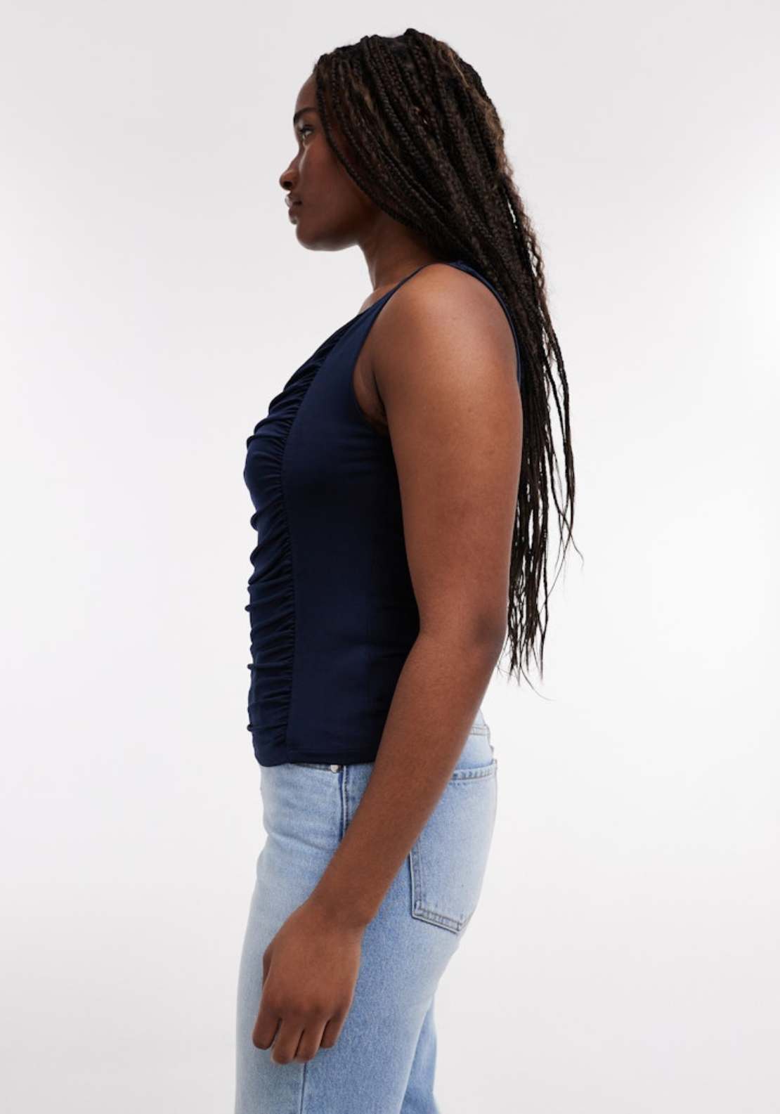 Topshop Kenza Ruched Tank Top - Navy Blazer 3 Shaws Department Stores