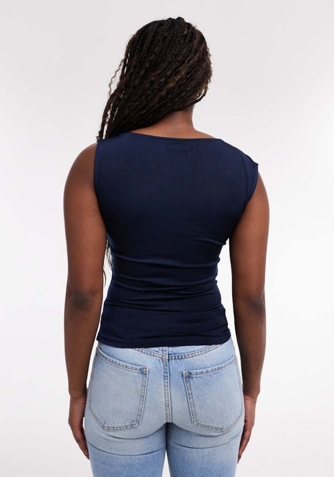 Topshop Kenza Ruched Tank Top - Navy Blazer 2 Shaws Department Stores
