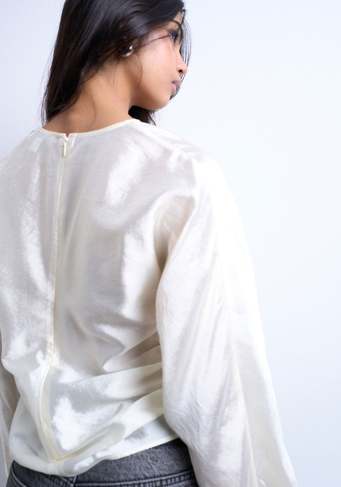 Topshop Joyce Round Neck Top - Snow White 2 Shaws Department Stores